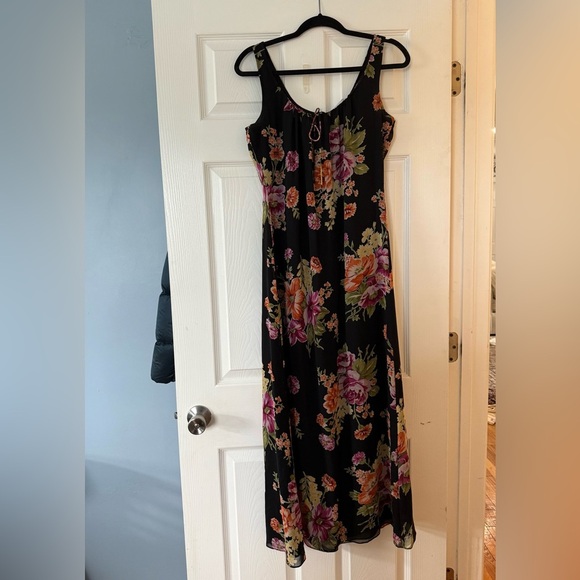 Jones New York Black floral Sleeveless Maxi Dress size 6 - Picture 1 of 9